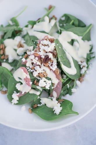 A flavorful artisan spinach salad